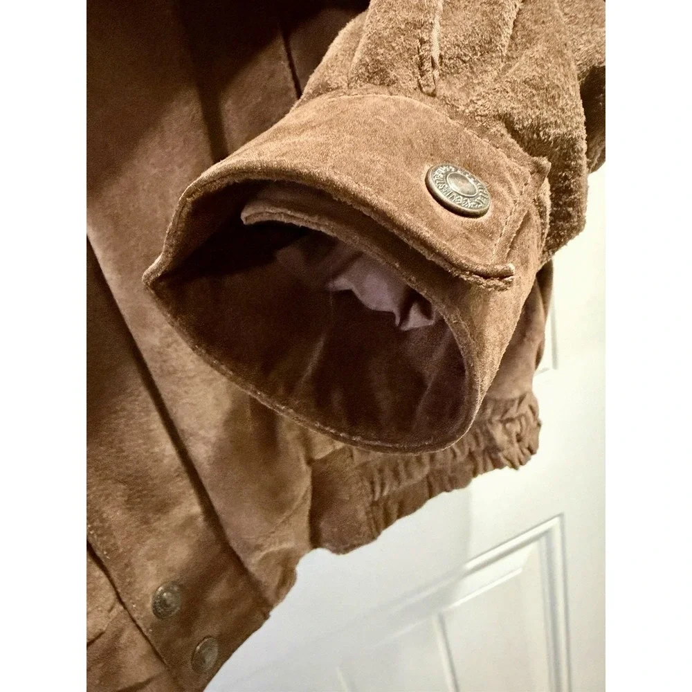 Levis Bomber Suede Leather Jacket Mens L 42 Brown Western Wear Lined 90s Vintage